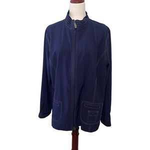 Chico’s Zenergy Full Zip Jacket Size 3 (XL) Blue Lightweight Windbreaker Stretch